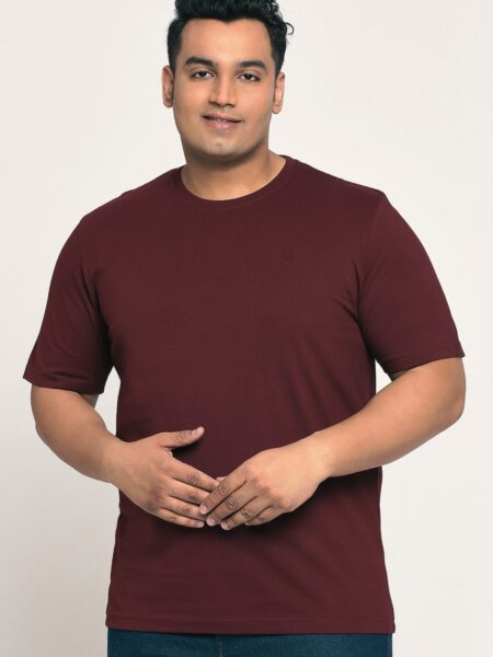 Men's Plus Size Cotton T-Shirt - Burgundy