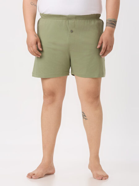 Men's Plus Size Cotton Boxers - Light Olive