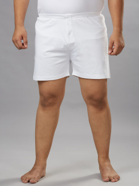 Men's Plus Size Cotton Boxers - White