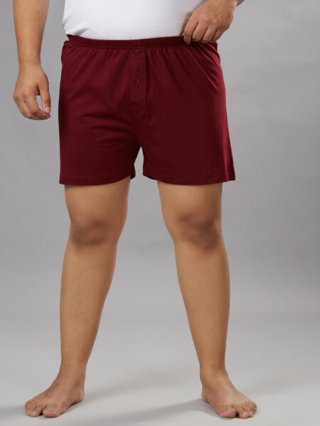 Men's Plus Size Cotton Boxers - Burgundy