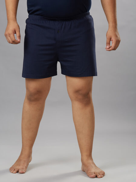 Men's Plus Size Cotton Boxers - Navy Blue
