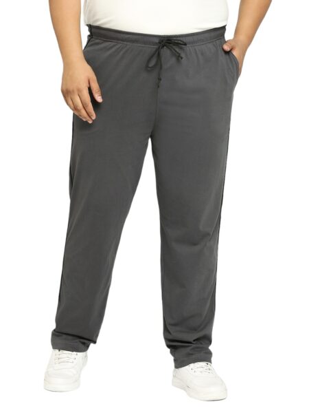 Men's Plus Size Cotton Trackpants - Dark Grey