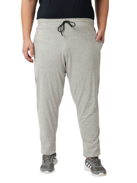 Men's Plus Size Cotton Trackpants - Grey Melange