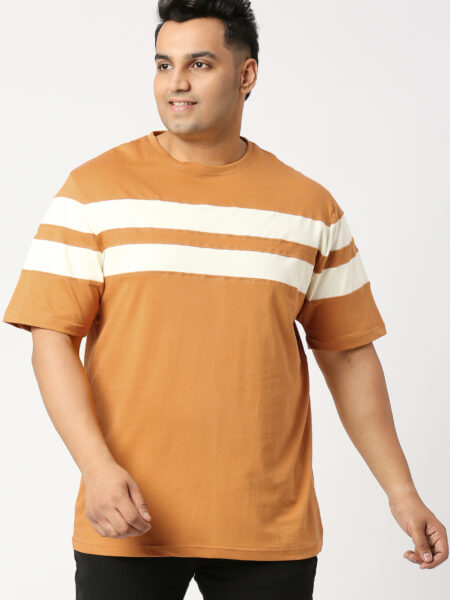 Men's Plus Size Cotton Double Stripe T-Shirt