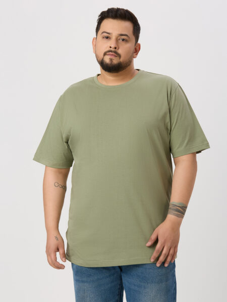 Men's Plus Size Cotton T-Shirt - Light Olive