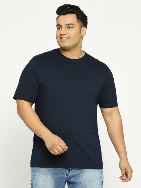 Men's Plus Size Cotton T-Shirt - Navy Blue