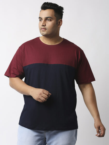Men's Plus Size Cotton Color Block T-Shirt