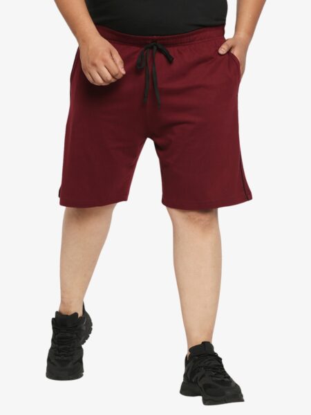 Men's Plus Size Cotton Shorts - Burgundy