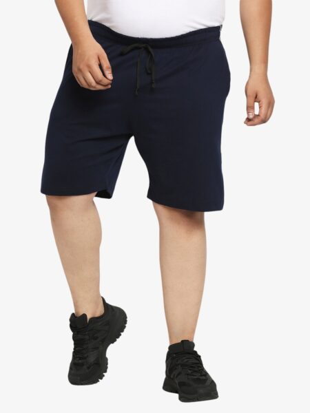 Men's Plus Size Cotton Shorts - Navy Blue