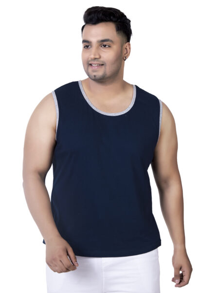 Men's Plus Size Cotton Tanktop - Navy Blue