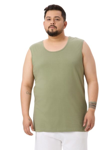 Men's Plus Size Cotton Tanktop - Light Olive