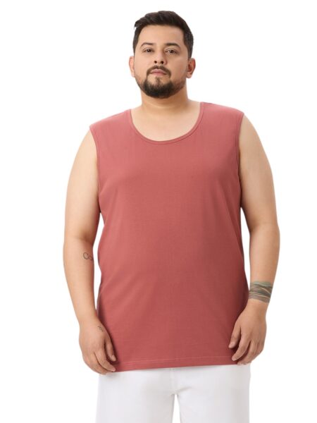 Men's Plus Size Cotton Tanktop - Rust Pink