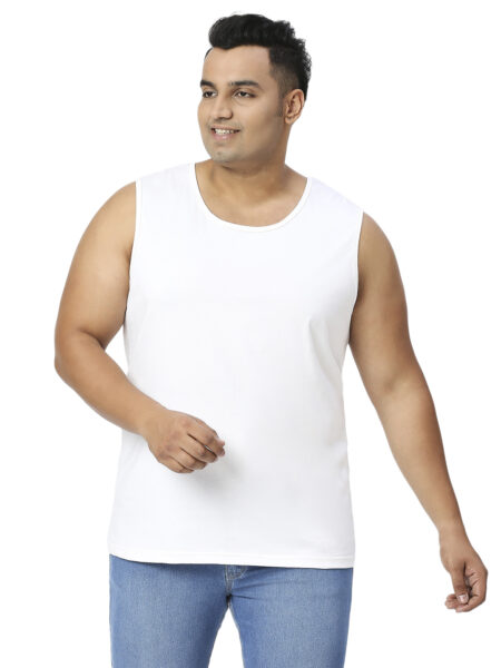 Men's Plus Size Cotton Tanktop - White