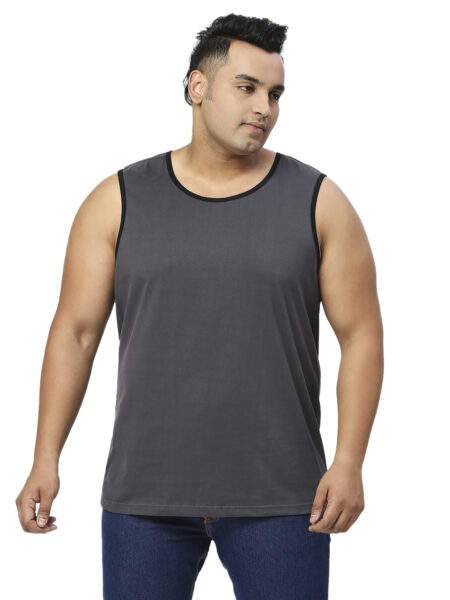Men's Plus Size Cotton Tanktop - Dark Grey