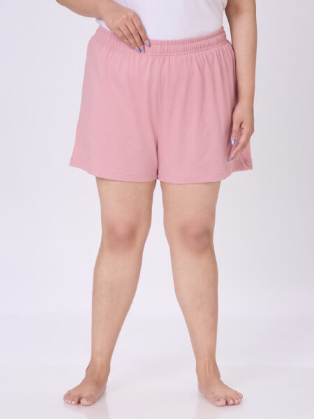 Women's Plus Size Cotton Lounge Shorts - Dusky Pink