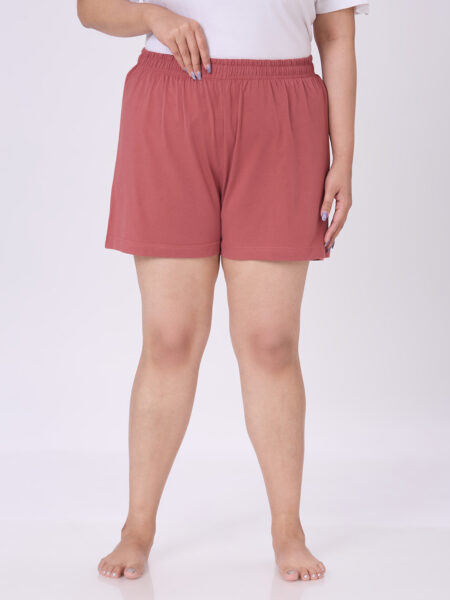 Women's Plus Size Cotton Lounge Shorts - Rust Pink