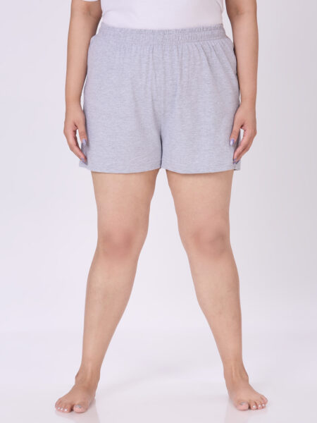 Women's Plus Size Cotton Lounge Shorts - Grey Melange