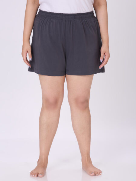 Women's Plus Size Cotton Lounge Shorts - Dark Grey