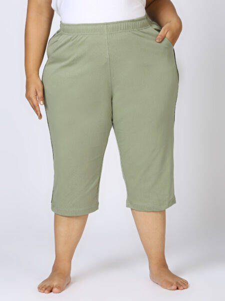 Women's Plus Size Cotton Capri - Light Olive
