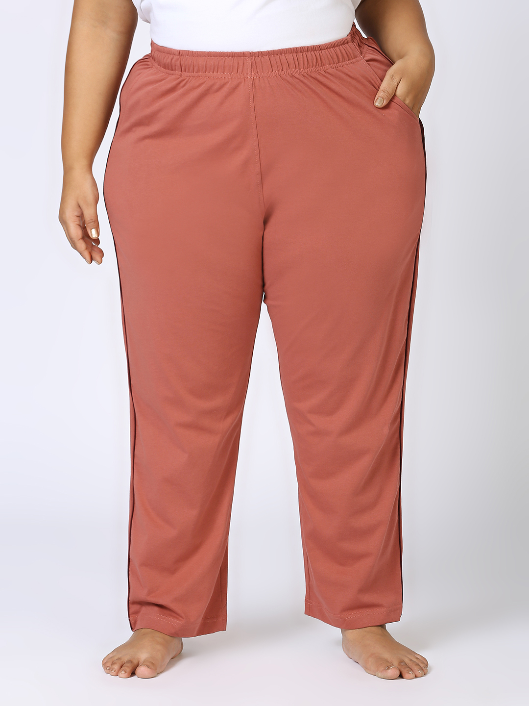Women's Plus Size Trackpants - Rust Pink