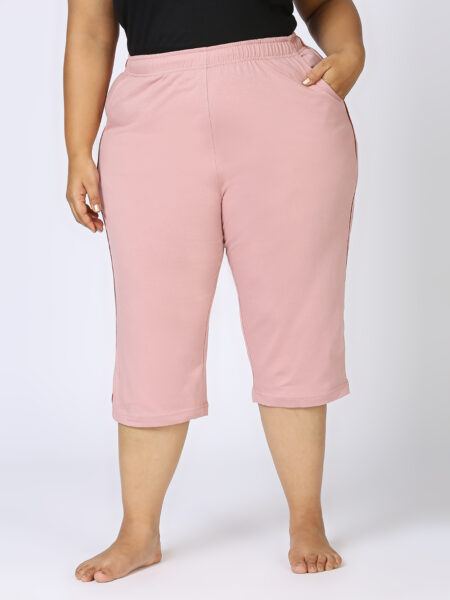 Women's Plus Size Cotton Capri - Dusky Pink
