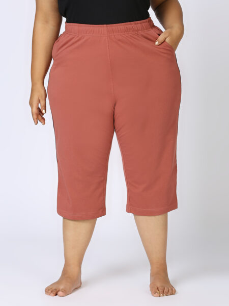 Women's Plus Size Cotton Capri - Rust Pink