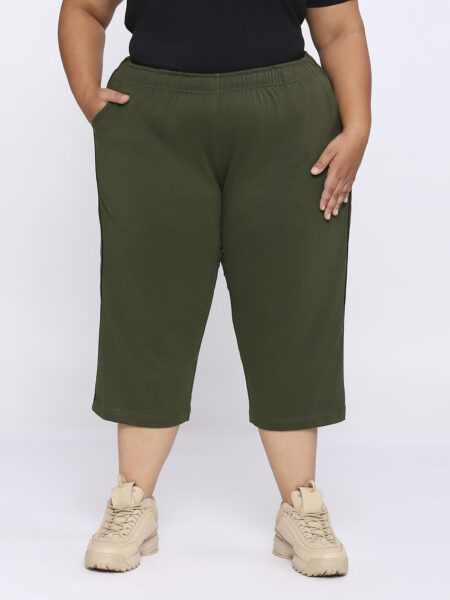 Women's Plus Size Cotton Capri - Olive