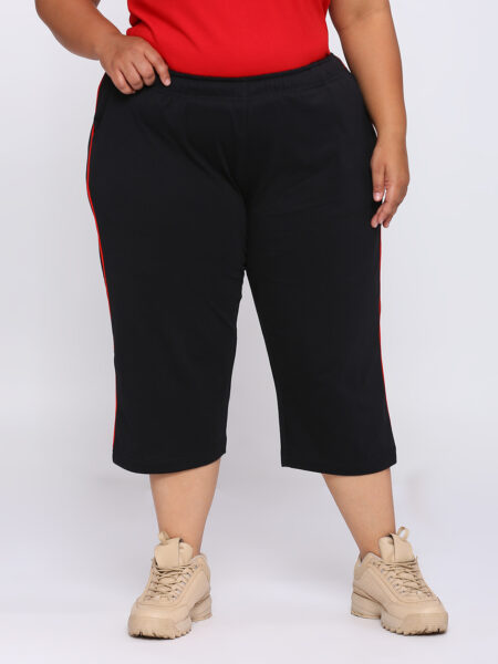 Women's Plus Size Cotton Capri - Black