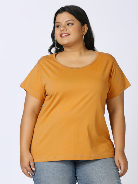 Women's Plus Size Cotton T-Shirt - Mustard