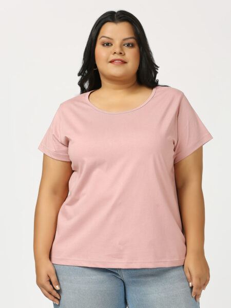 Women's Plus Size Cotton T-Shirt - Dusky Pink