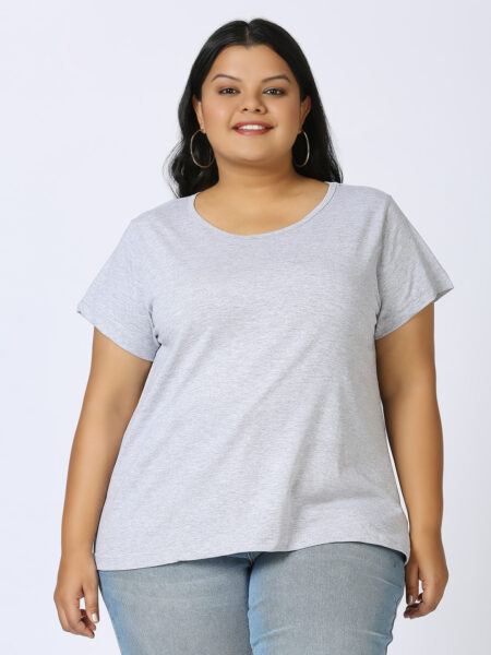 Women's Plus Size Cotton T-Shirt - Grey Melange