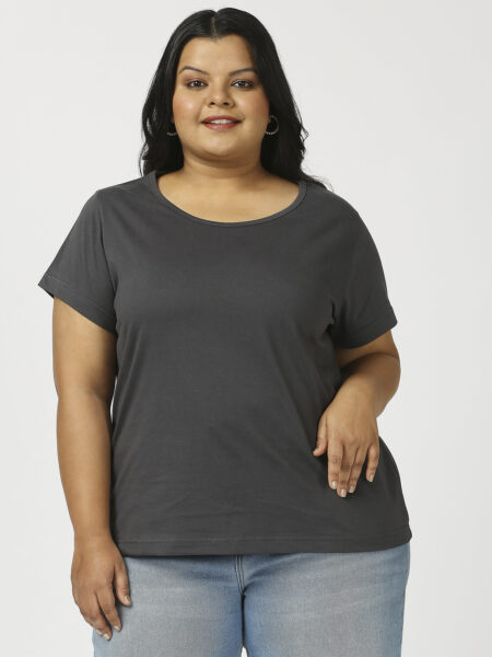 Women's Plus Size Cotton T-Shirt - Dark Grey