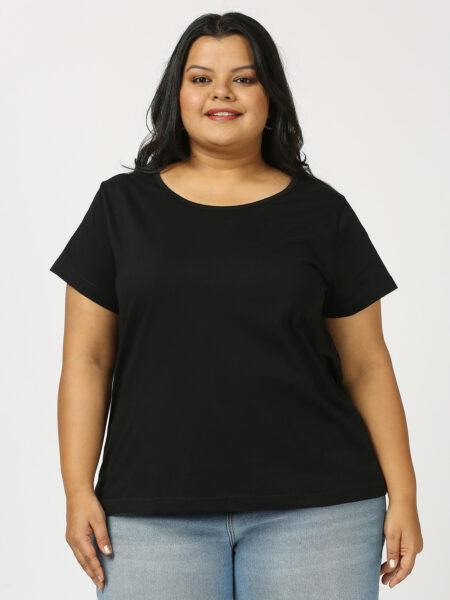 Women's Plus Size Cotton T-Shirt - Black
