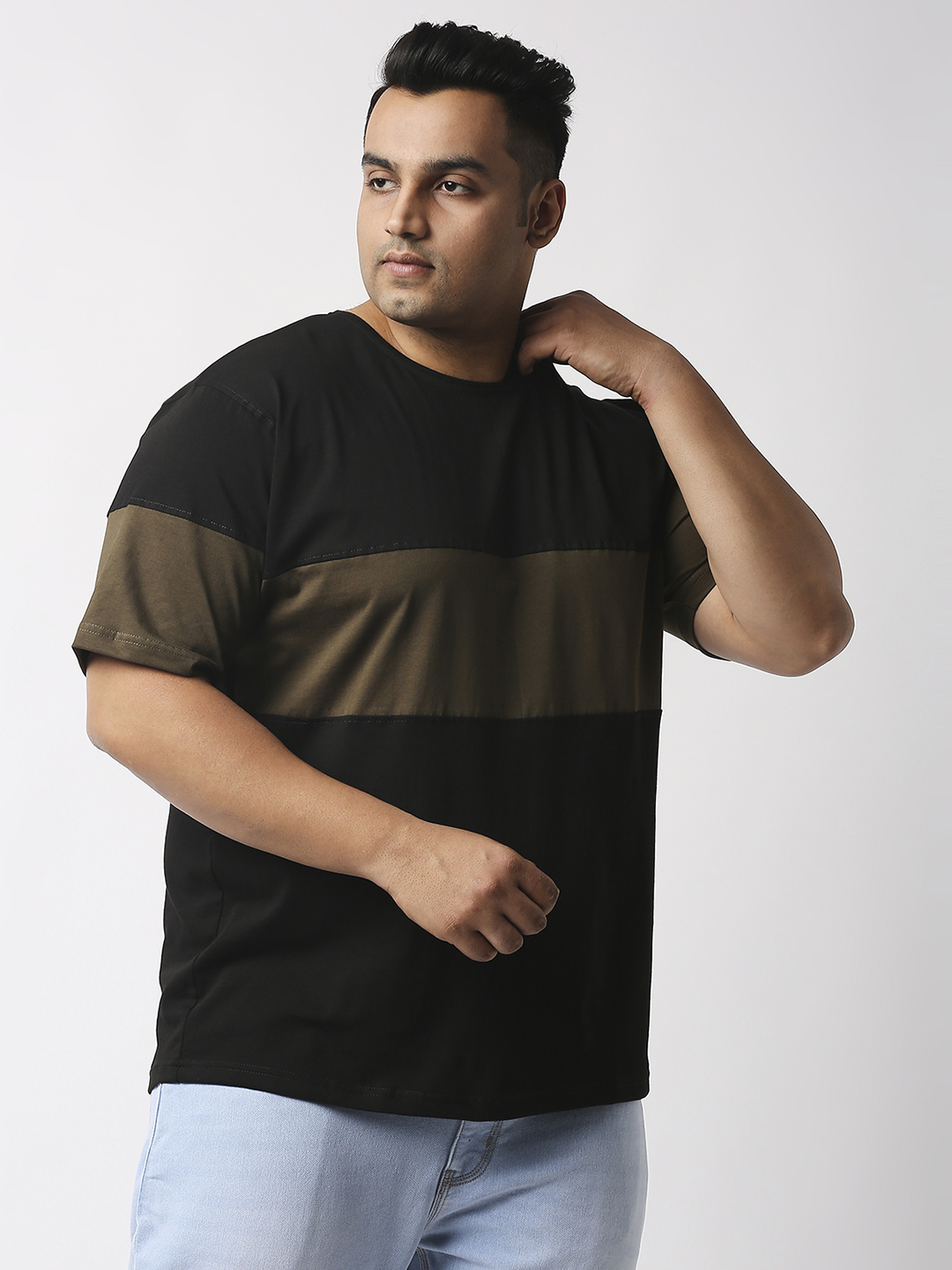 Men's Plus Size Cotton Single Stripe T-Shirt - Image 2