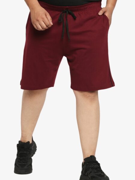 Men's Plus Size Cotton Shorts - Burgundy