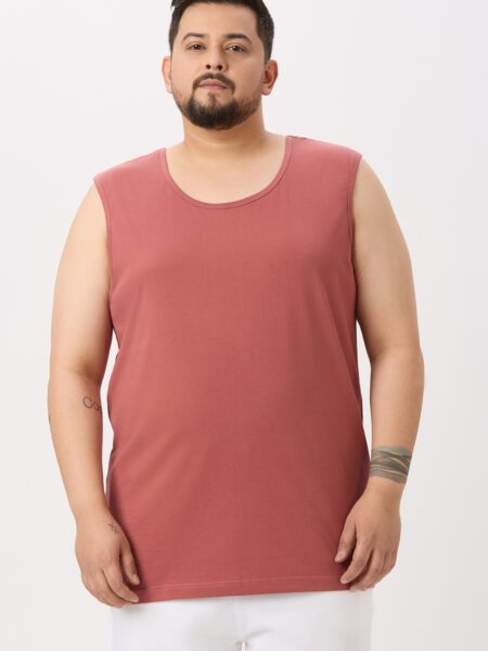Men's Plus Size Cotton Tanktop - Rust Pink