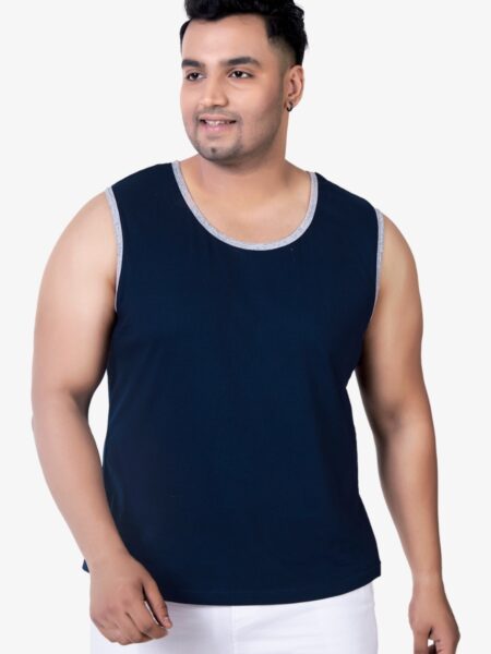 Men's Plus Size Cotton Tanktop - Navy Blue