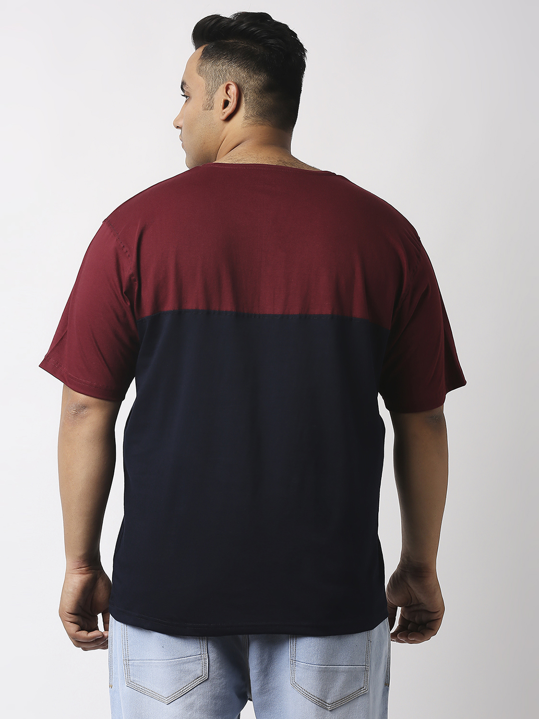 Men's Plus Size Cotton Color Block T-Shirt - Image 4