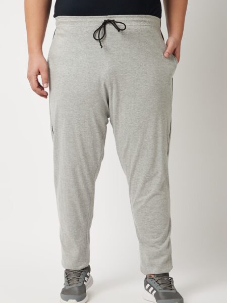 Men's Plus Size Cotton Trackpants - Grey Melange