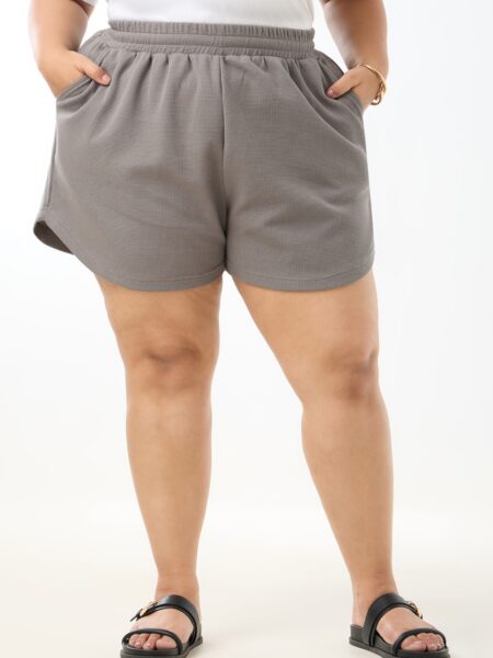 Women's Plus Size Cotton Casual Shorts - Grey