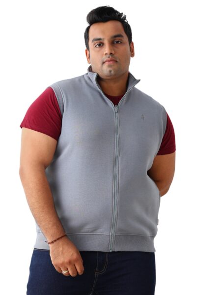 Men's Plus Size Sleeveless High Neck Sweatshirt - Grey