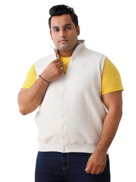 Men's Plus Size Sleeveless High Neck Sweatshirt - Off White