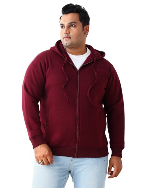 Men's Plus Size Hooded Sweatshirt - Burgundy