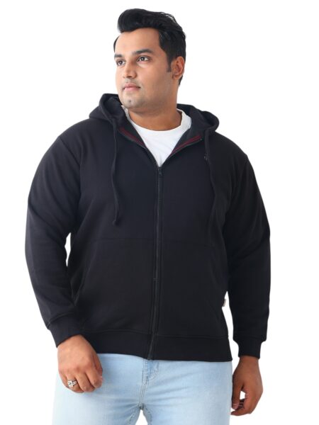 Men's Plus Size Hooded Sweatshirt - Black