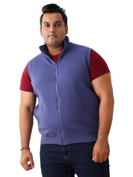 Men's Plus Size Sleeveless High Neck Sweatshirt - Blue